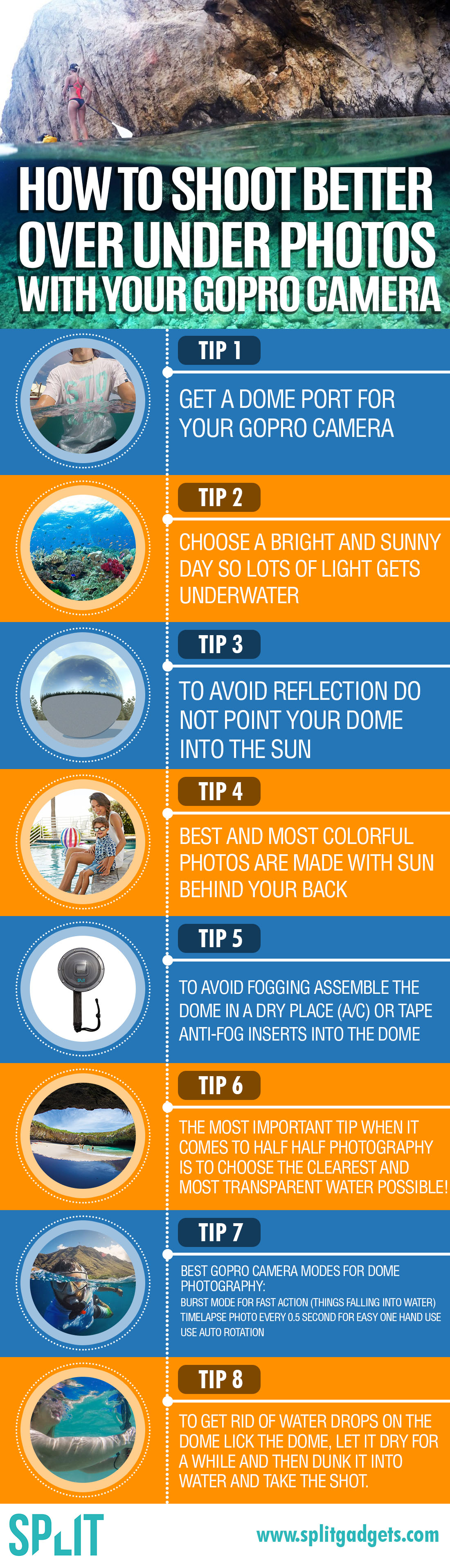 An infographic with tips on how to improve your half half GoPro camera photos